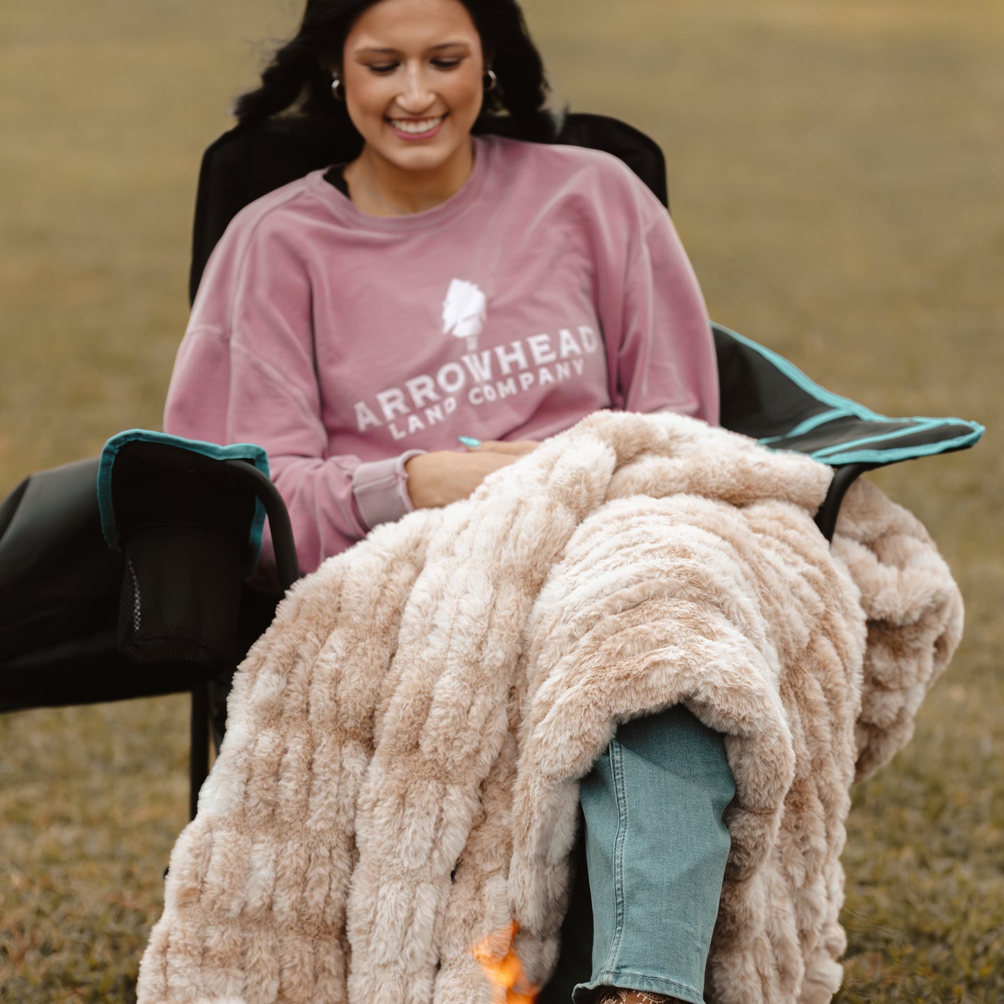 Arrowhead Hazelnut Chunky Fur Blanket