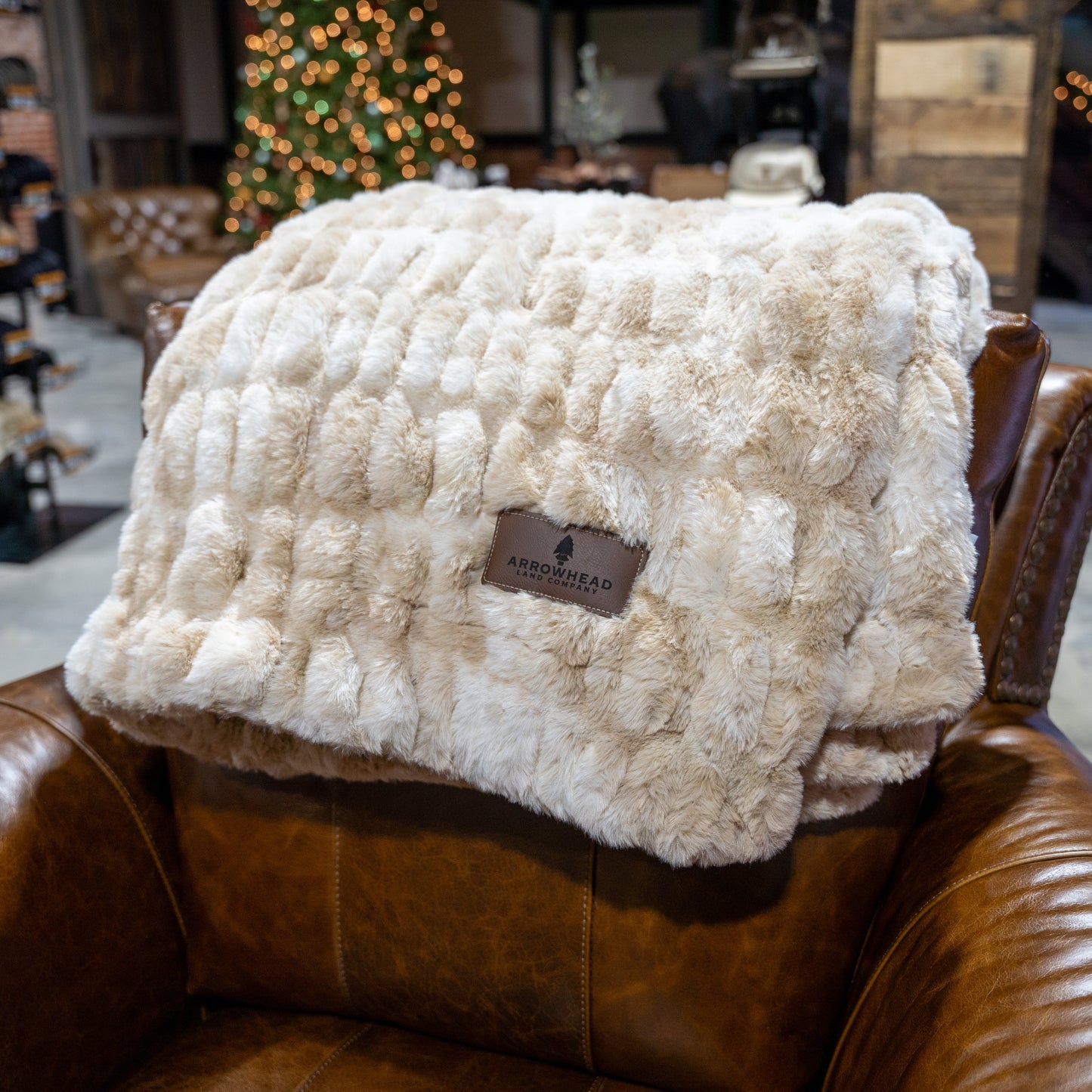 Arrowhead Hazelnut Chunky Fur Blanket