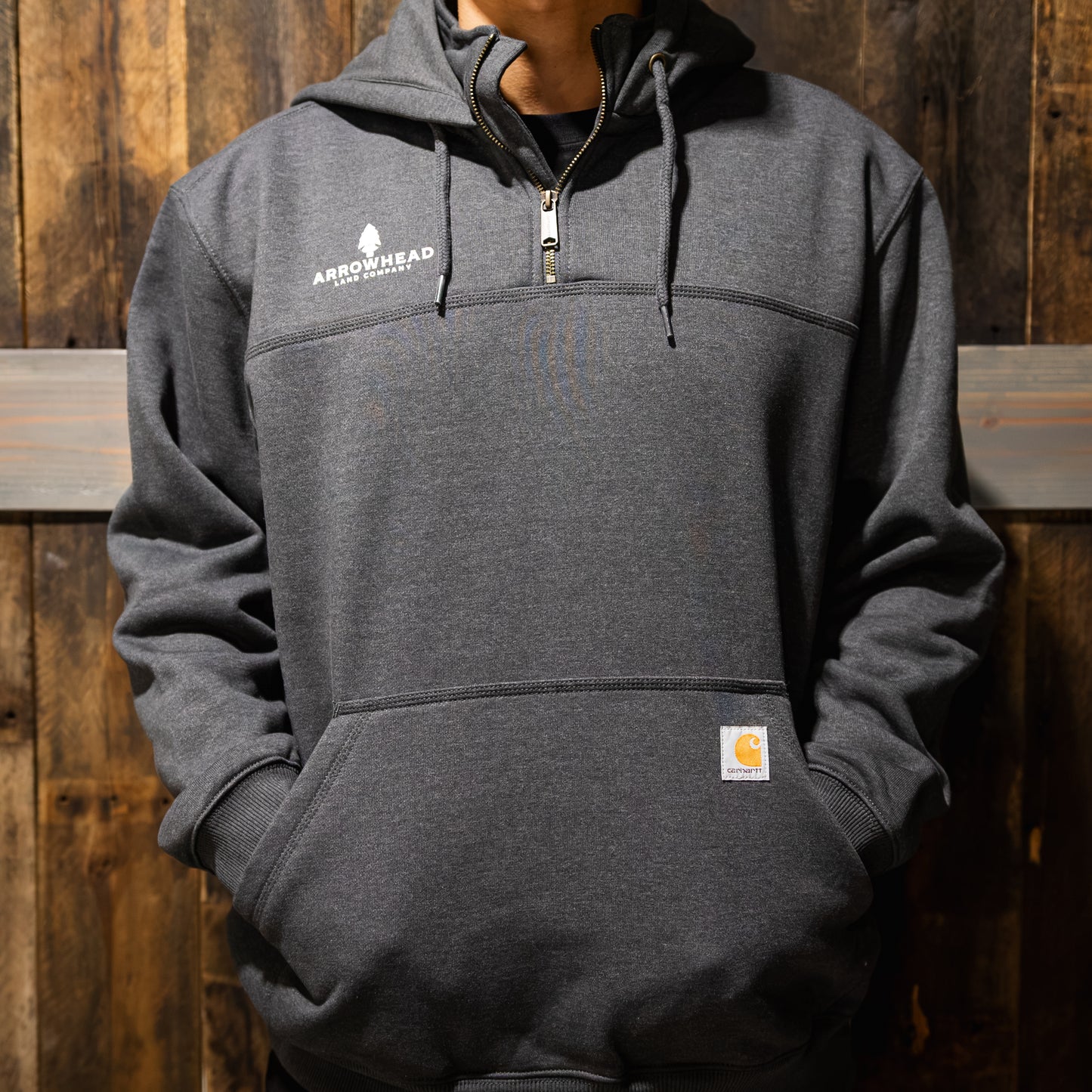 AHLC LOGO - Carhartt Rain Defender Paxton Heavyweight Hooded Zip Mock Sweatshirt